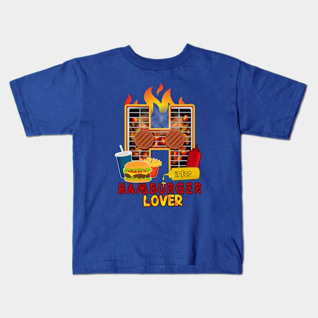 H is for Hamburger Lover Kids T-Shirt by Cheer Tees